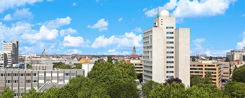 The Fraunhofer HHI Institute in Berlin — from the rooftop with its round dome, you can take in a panoramic view of Berlin. ©️Fraunhofer HHI