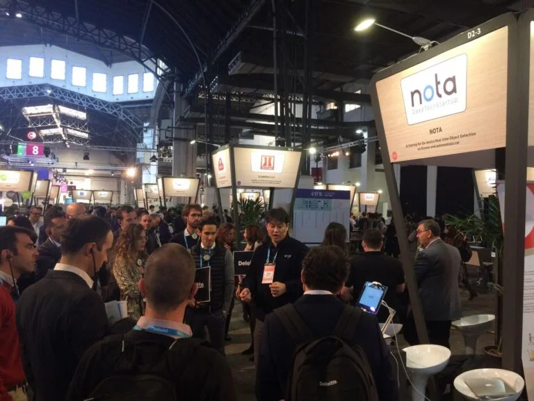 Nota took part in MWC in Spain, the world&rsquo;s mobile and ICT fair, and validated the potential of its own edge devices. In the center is Nota&rsquo;s CEO Myungsu Chae. ©️ nota.ai