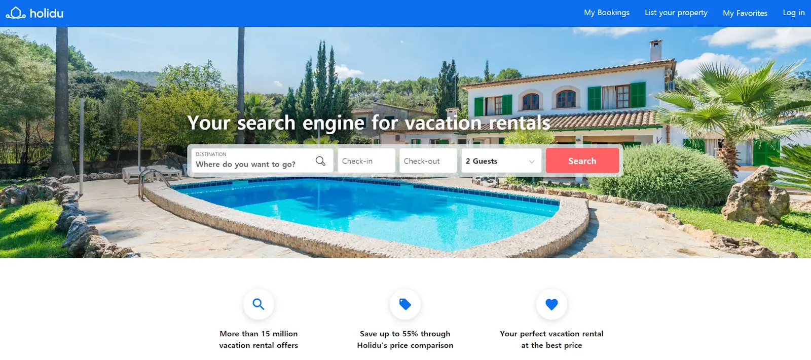 Holidu, a price search and comparison site for holiday accommodation.